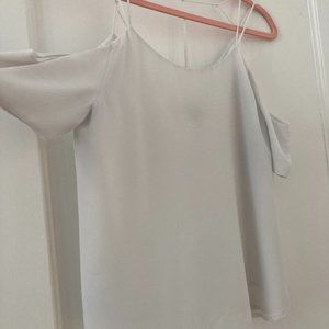 Naked Zebra Cold Shoulder Ruffle Sleeve Blouse M off white